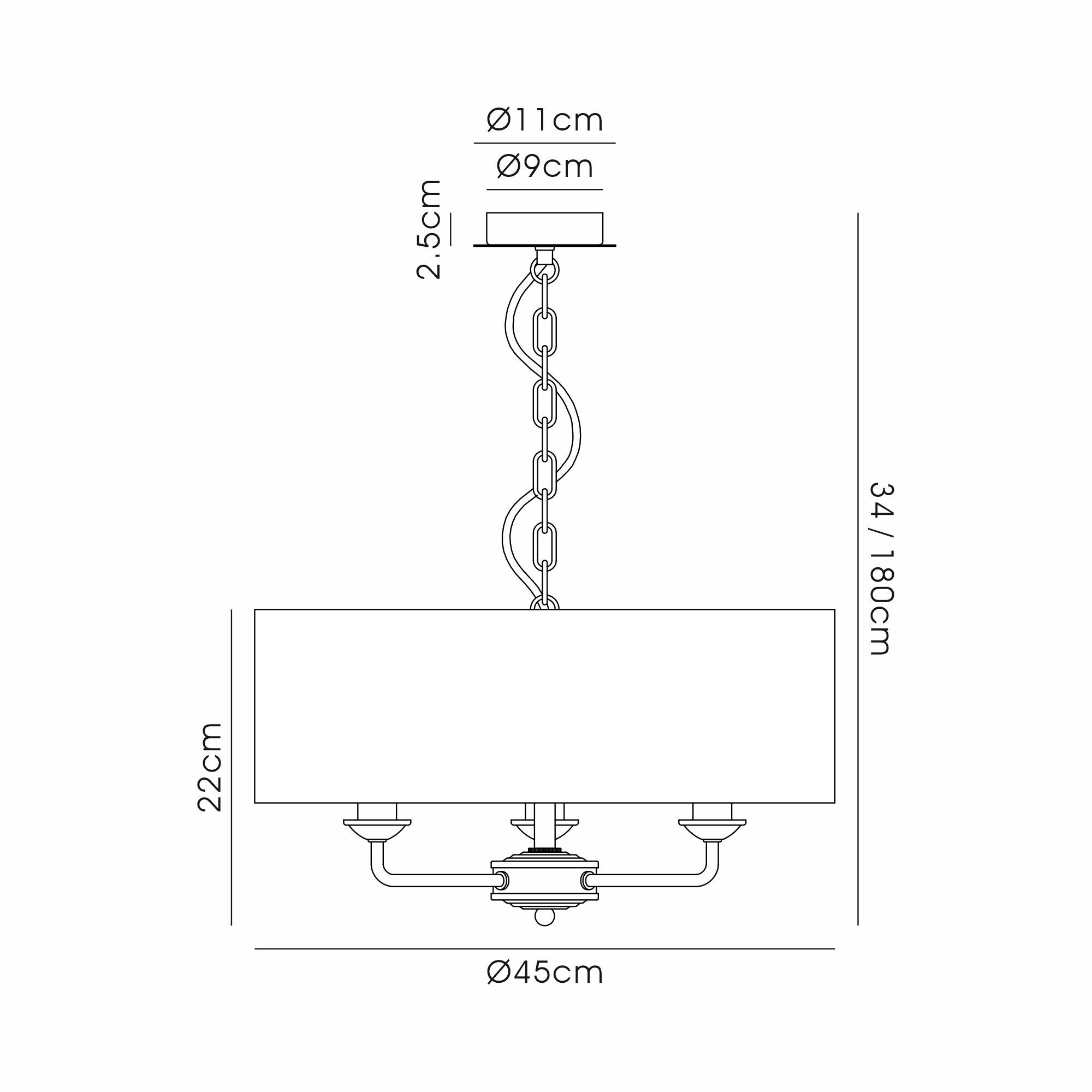 DK1025  Banyan 45cm 3 Light Pendant Matt Black, Cream